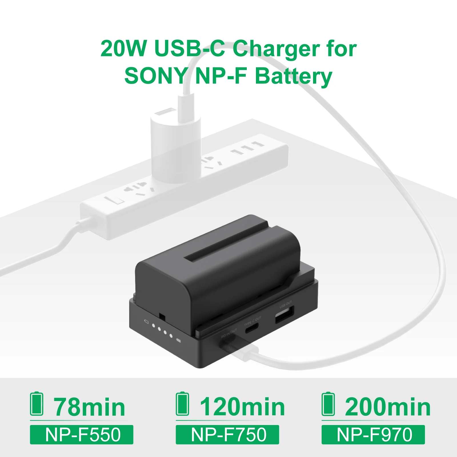 Accsoon Toprig NP-F batería carga rápida adaptador avanzado placa de montaje 30W PD salida USB-C tornillo de 1/4 pulgadas para NP-F550 F750