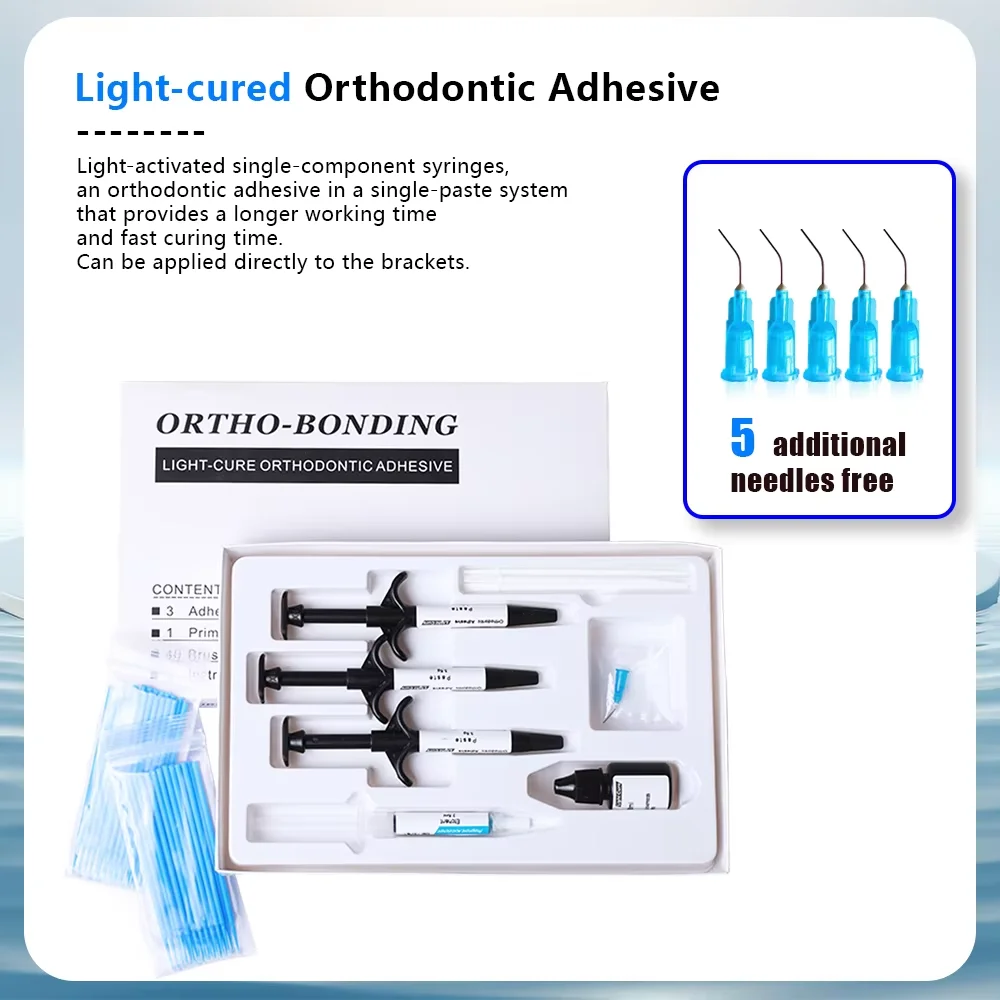 Kit de pegamento de soportes de curado ligero adhesivo de ortodoncia Dental para soportes de ortodoncia sistema de unión directa pegamento azul