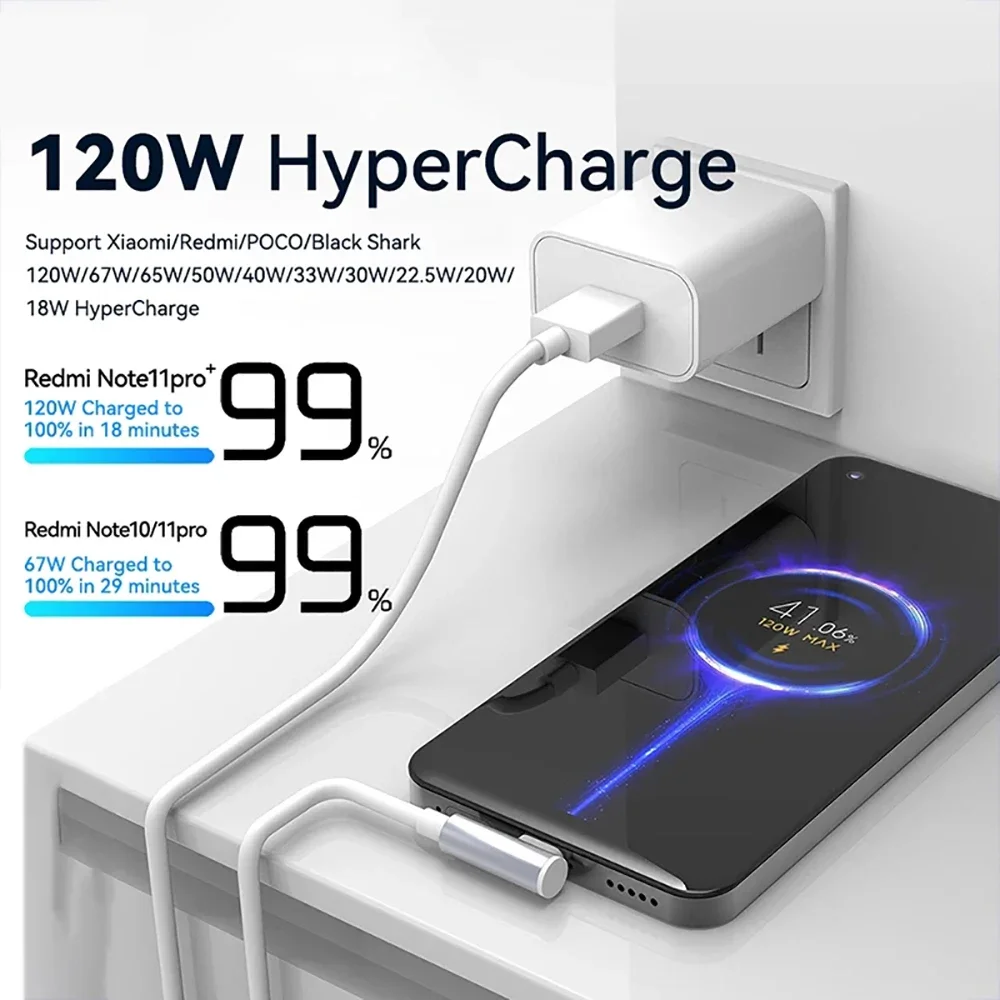 Cable de carga rápida USB tipo C de 120W para Xiaomi 14 13 Pro Ultra, Cable de carga rápida USB A a tipo C para teléfono, accesorios para Note 12