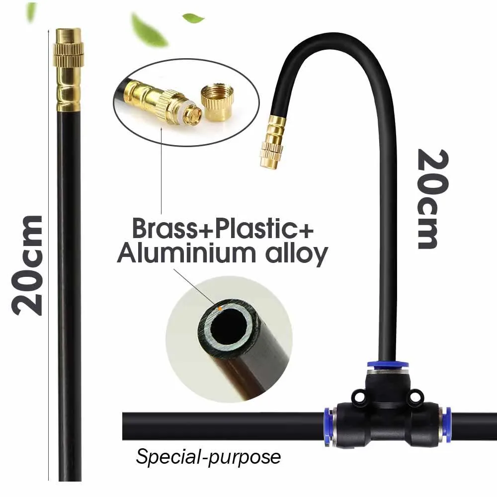 Sistema de enfriamiento por nebulización de bomba autocebante de 1/4" 4/6 mm 60 w 360 °   Pulverizadores atomizadores con boquilla curva, riego de jardín, desempolvado