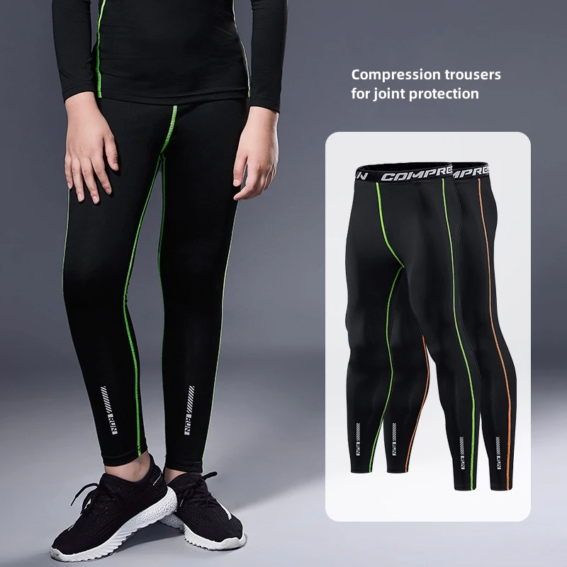 Pantalones deportivos para niños, mallas de entrenamiento de compresión, pantalones de chándal de entrenamiento de fútbol para niños, traje de entrenamiento de secado rápido