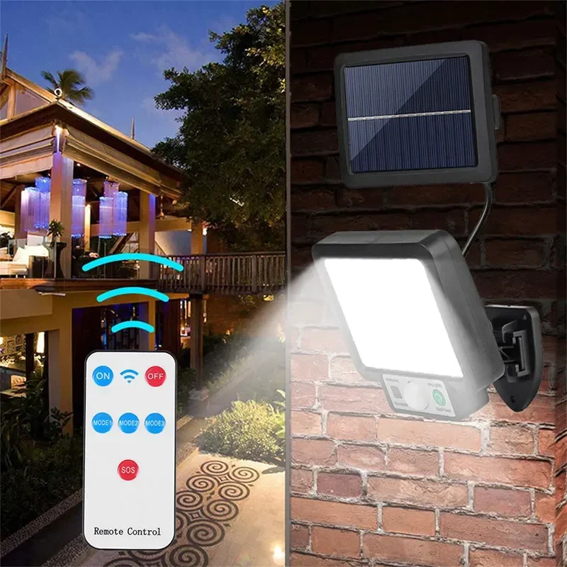 Lámpara LED Solar de pared dividida, 3 modos, impermeable, Sensor de movimiento, iluminación de calle de jardín, luz de pared de seguridad para garaje
