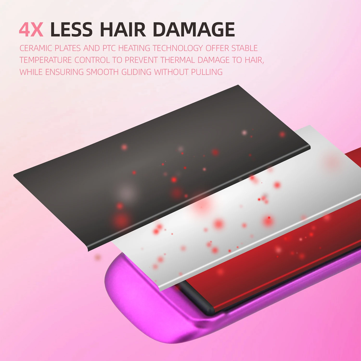 Plancha de pelo profesional de alta temperatura, planchas de cerámica PTC, tratamiento de calentamiento rápido, plancha plana Original para el cabello, 500F