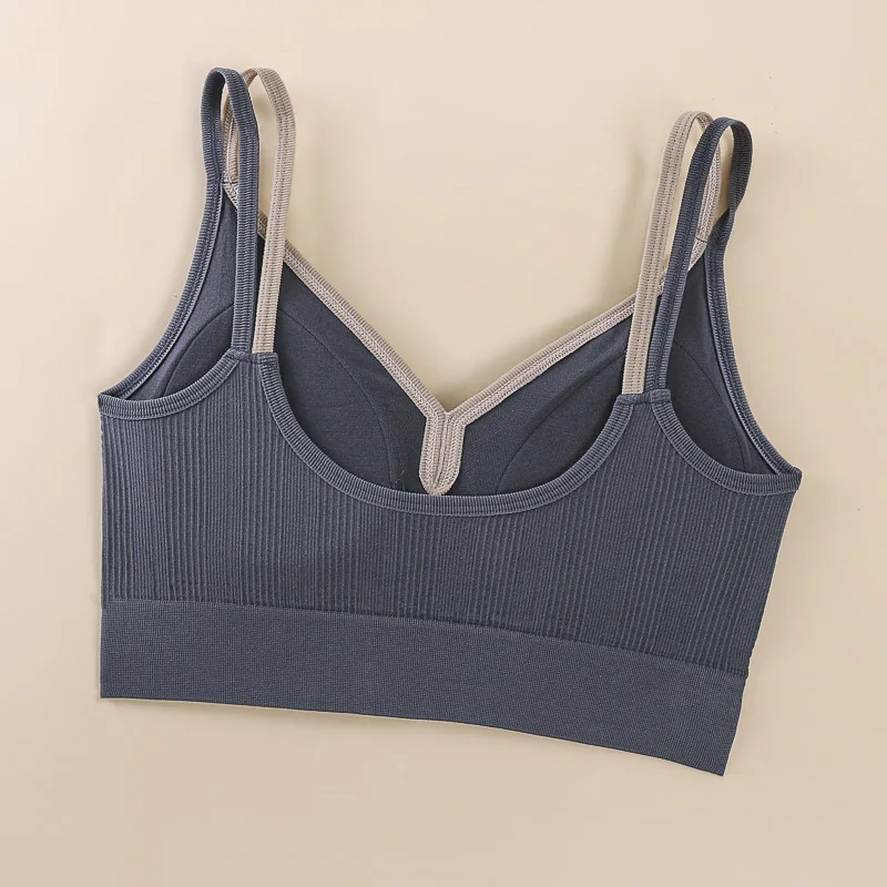 Sujetador deportivo transpirable para mujer, Top deportivo antisudor, sujetador de Yoga sin costuras, Top corto a prueba de golpes, Sujetador deportivo de realce, Top de entrenamiento para gimnasio