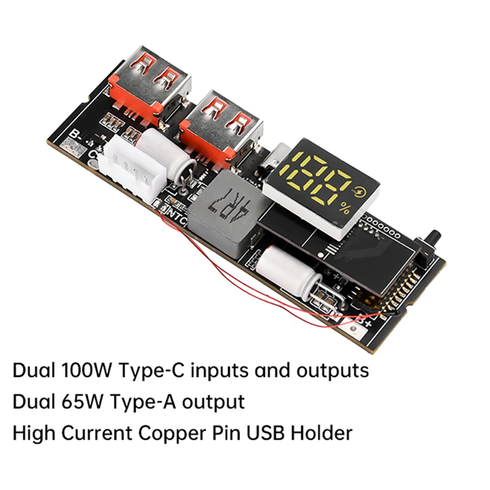 Placa base para banco de energía DIY de 65W 100W con carga rápida bidireccional Dual Type-C PD3.1 PPS SCP VOOC MPPT y placa de carga solar 3S 4S 5S