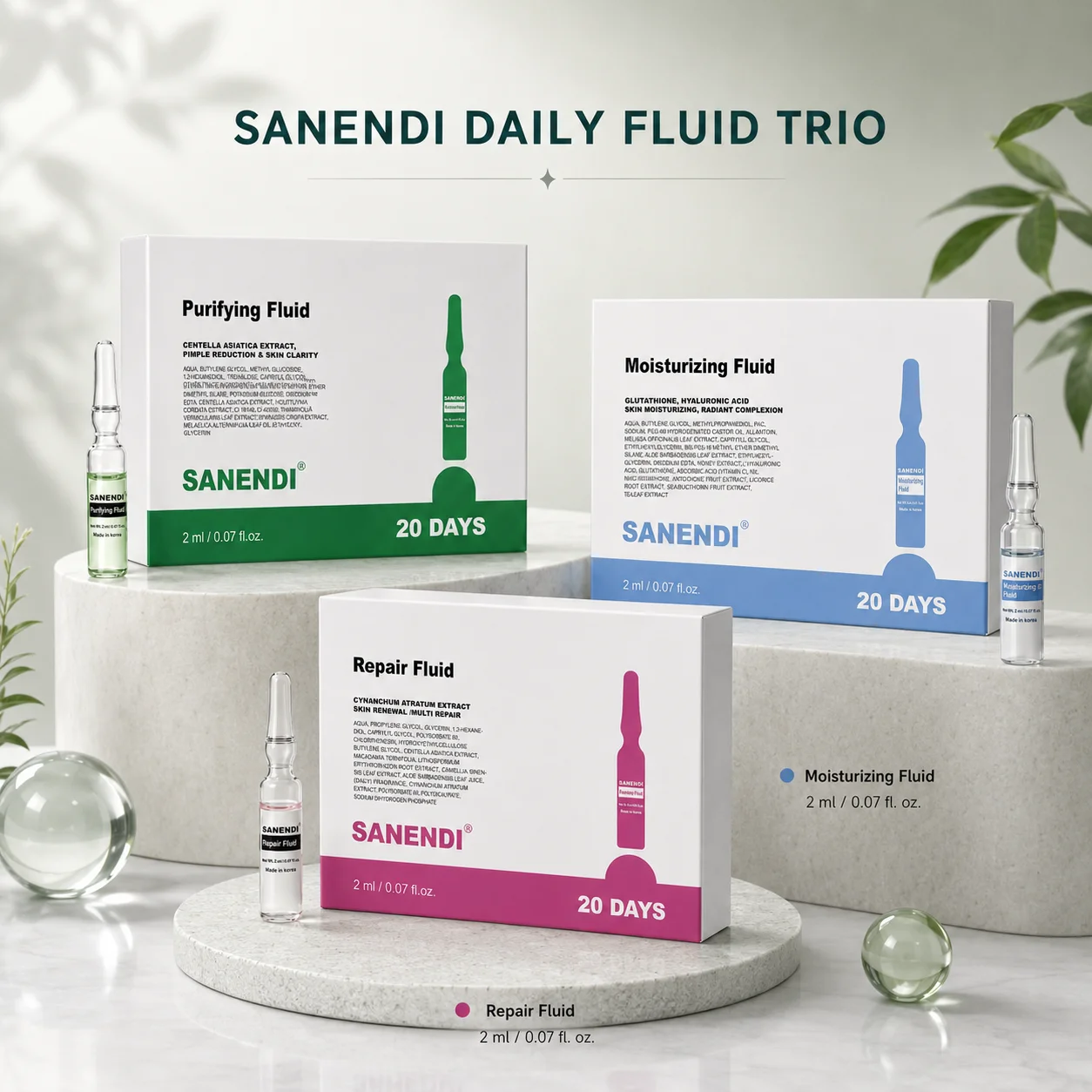 Kit Reparador para Piel con Problemas Sanendi, Suero BBGLOW Hidratante y Purificante, Cuidado Facial Diario, Ampollas Coreanas para el Cuidado de la Piel, Esencia de Salón de Belleza