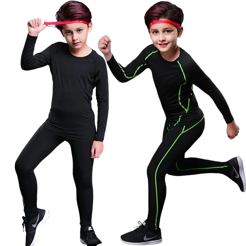 Ropa deportiva de compresión para correr y baloncesto para niños, pantalones cálidos, Tops, ropa interior, ropa deportiva ajustada para jóvenes, chándales de Fitness