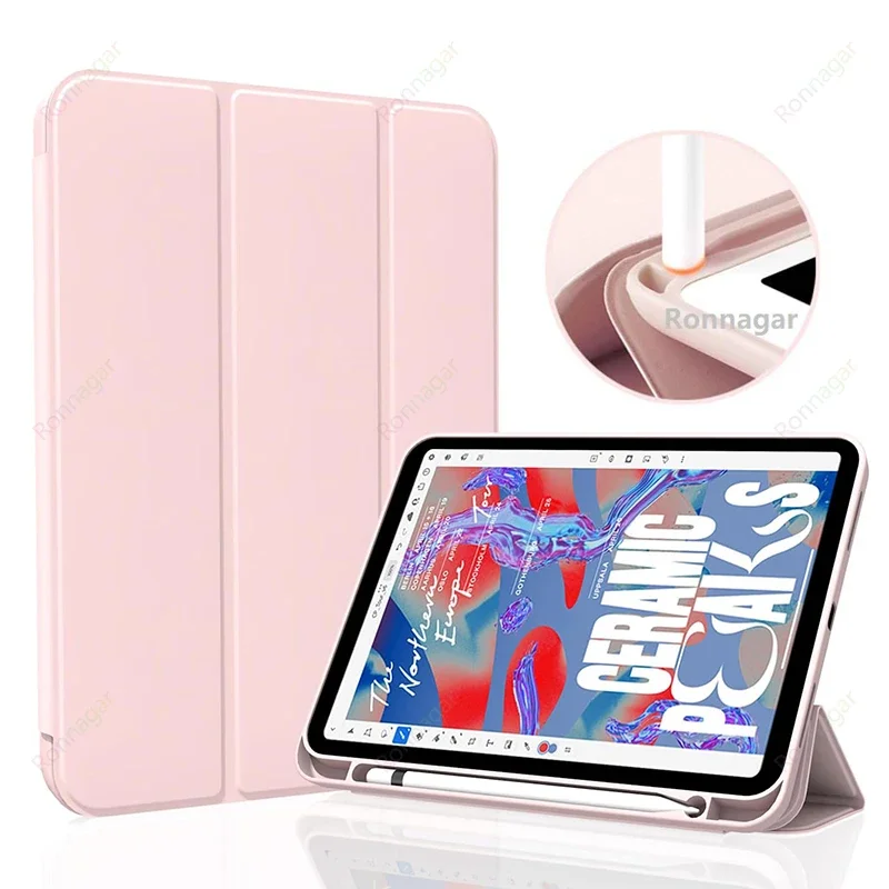 Funda con Ranura para Lápiz para iPad A19 12.ª Gen. 2026, A16 11.ª Gen., 10.ª Gen., Air11 2025, 2024, M3, M2, Pro11, M4, iPad Air4, 5, 10.9, 8, 9.ª Gen., 10.2, 10.5, 9.7