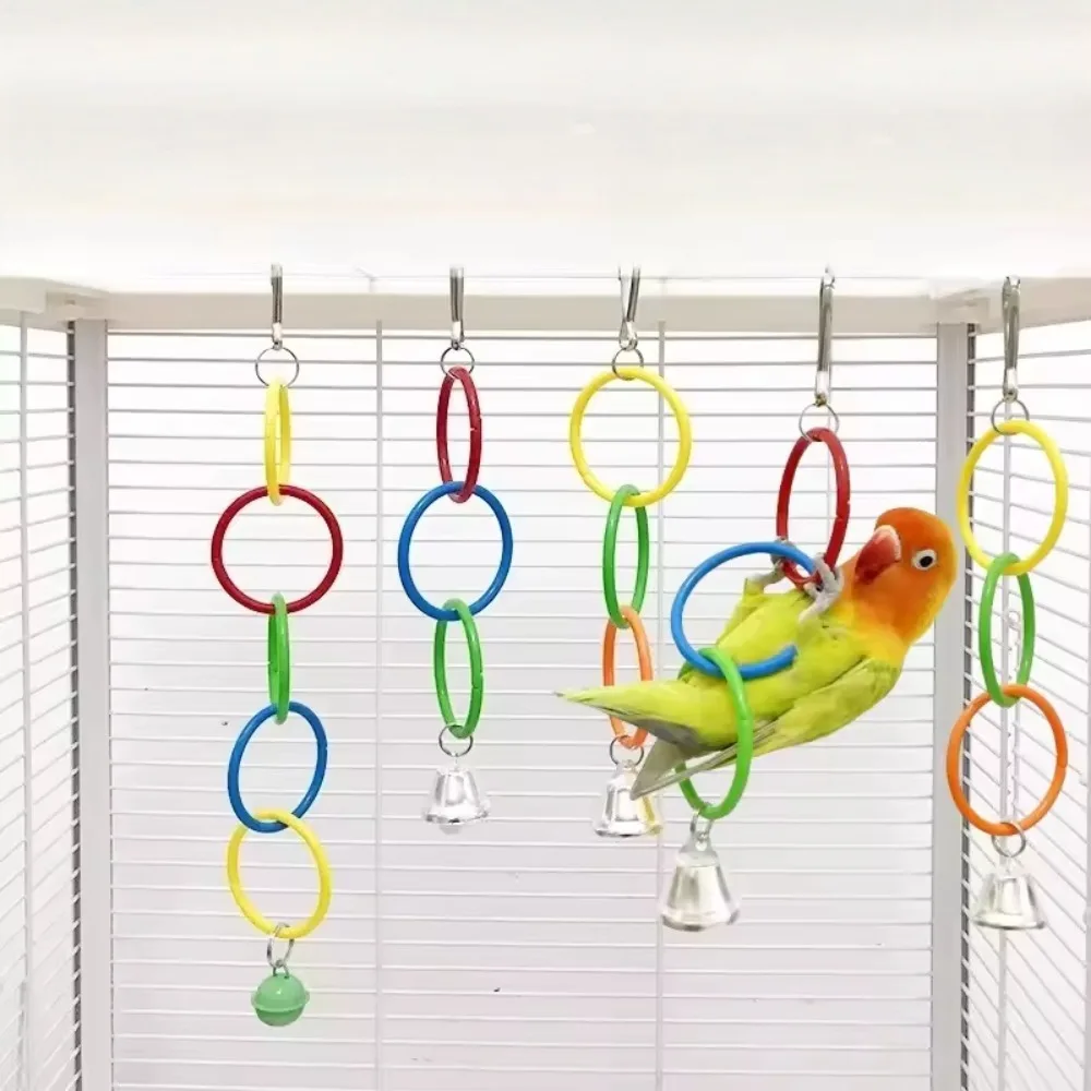 Juguete de Plástico Colorido con Anillo Colgante para Pájaros, para Jugar y Aliviar el Aburrimiento, Columpio Interactivo para Jaulas de Pájaros