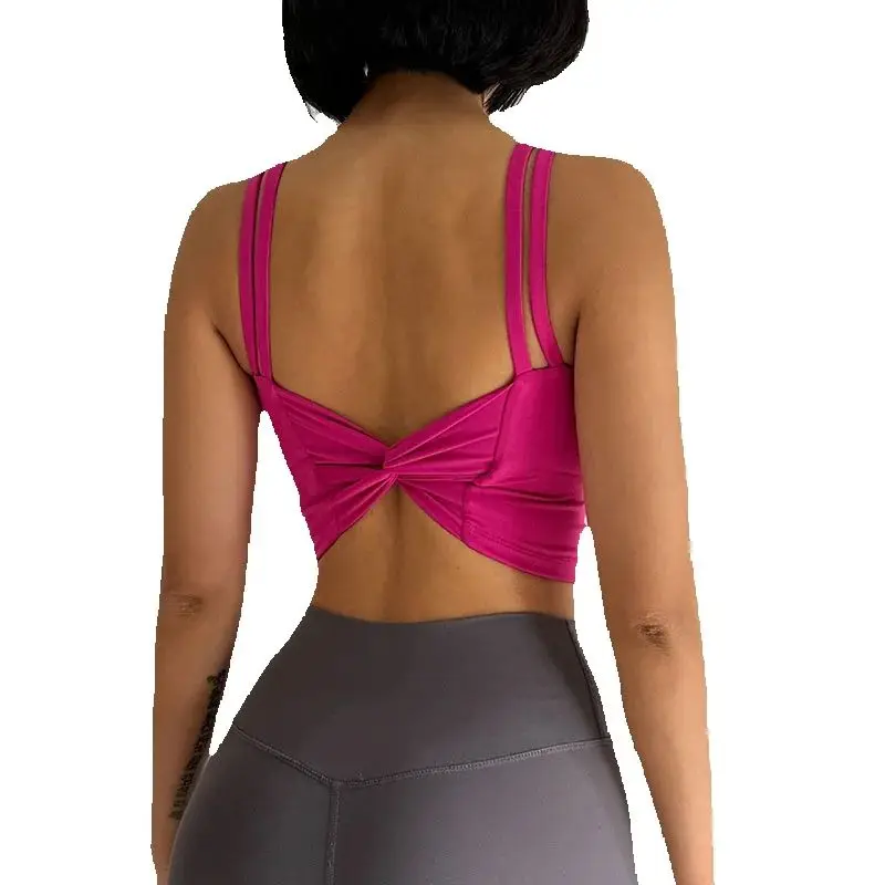 Sujetadores deportivos para mujer, top de fitness, lencería sexy, sujetador push-up con almohadillas fijas, sujetador de yoga, ropa interior con nudo en la espalda, chaleco para correr, tops de gimnasio