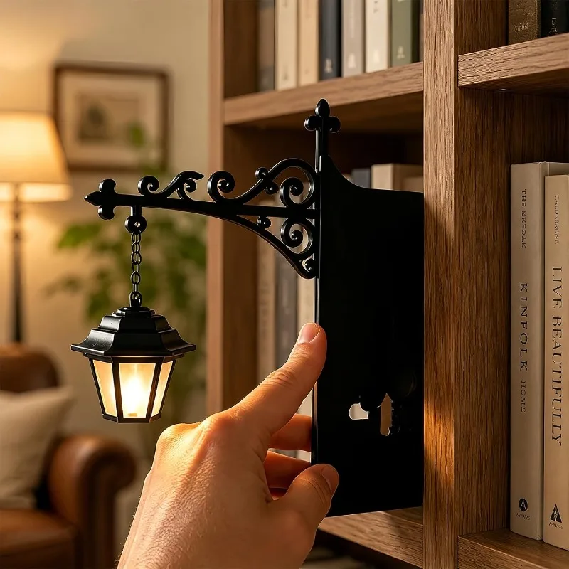 Lámpara LED Vintage con Forma de Farola para Rincón de Lectura, Decoración para Estantería, Luces de Hadas en Miniatura, para Hogar, Biblioteca, Sala de Lectura, Oficina, Regalo para Amantes de los Libros