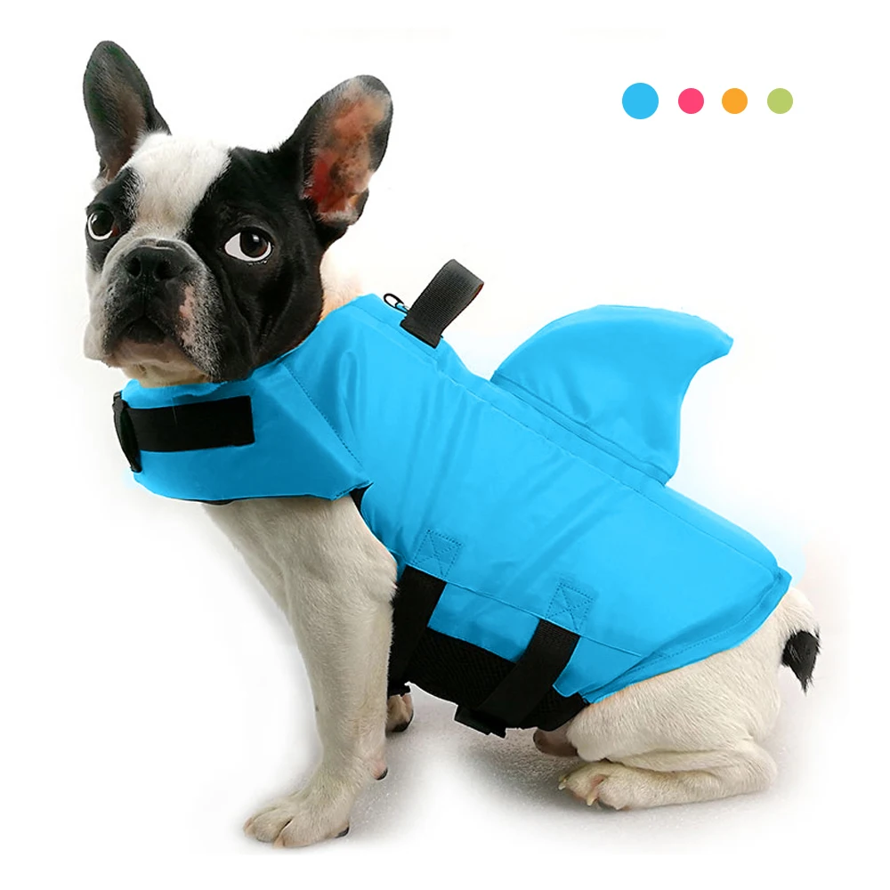 Chaleco salvavidas para perros tiburones, flotabilidad mejorada, ropa de natación para perros pequeños, chaleco de seguridad con asa para perros medianos y grandes, surf