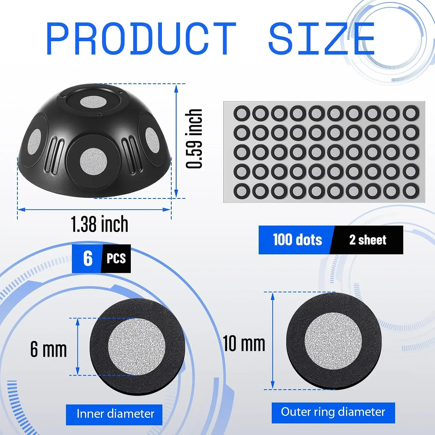 Juego de Marcadores de Escaneo 3D para Impresora 3D, 6 Caras, 6.0 mm, Marcadores de Escaneo 3D, Pegatinas de Puntos, Compatible con Escáner de Pulverización y Plataforma Giratoria