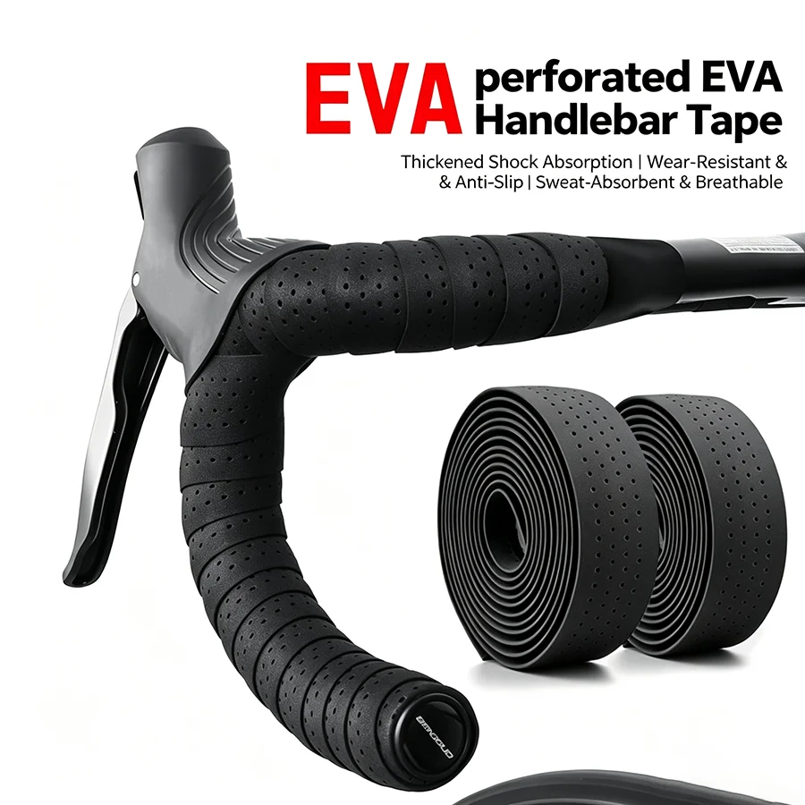 Cinta de manillar para bicicleta de carretera EVA, perforada, de 3 mm de grosor, absorbente, antideslizante, que absorbe el sudor, ligera, transpirable, para ciclismo