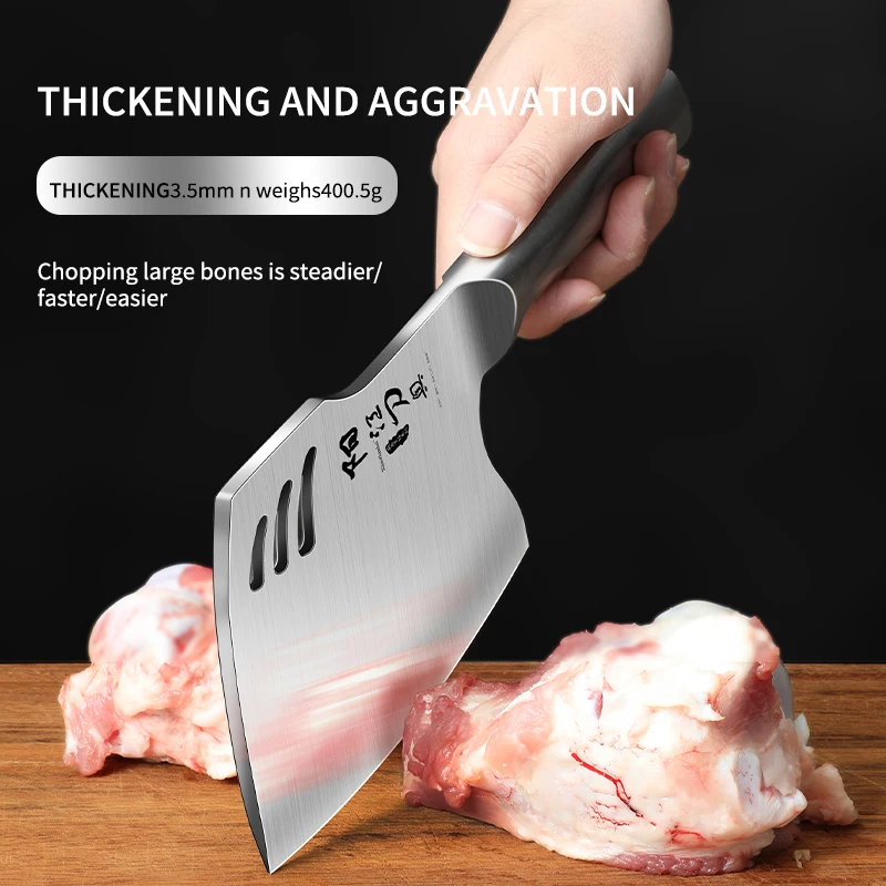 Cuchillo de hacha totalmente de acero, forjado de acero inoxidable, herramienta especial trituradora de huesos, herramienta multifuncional, herramienta especial de procesamiento de alimentos duros