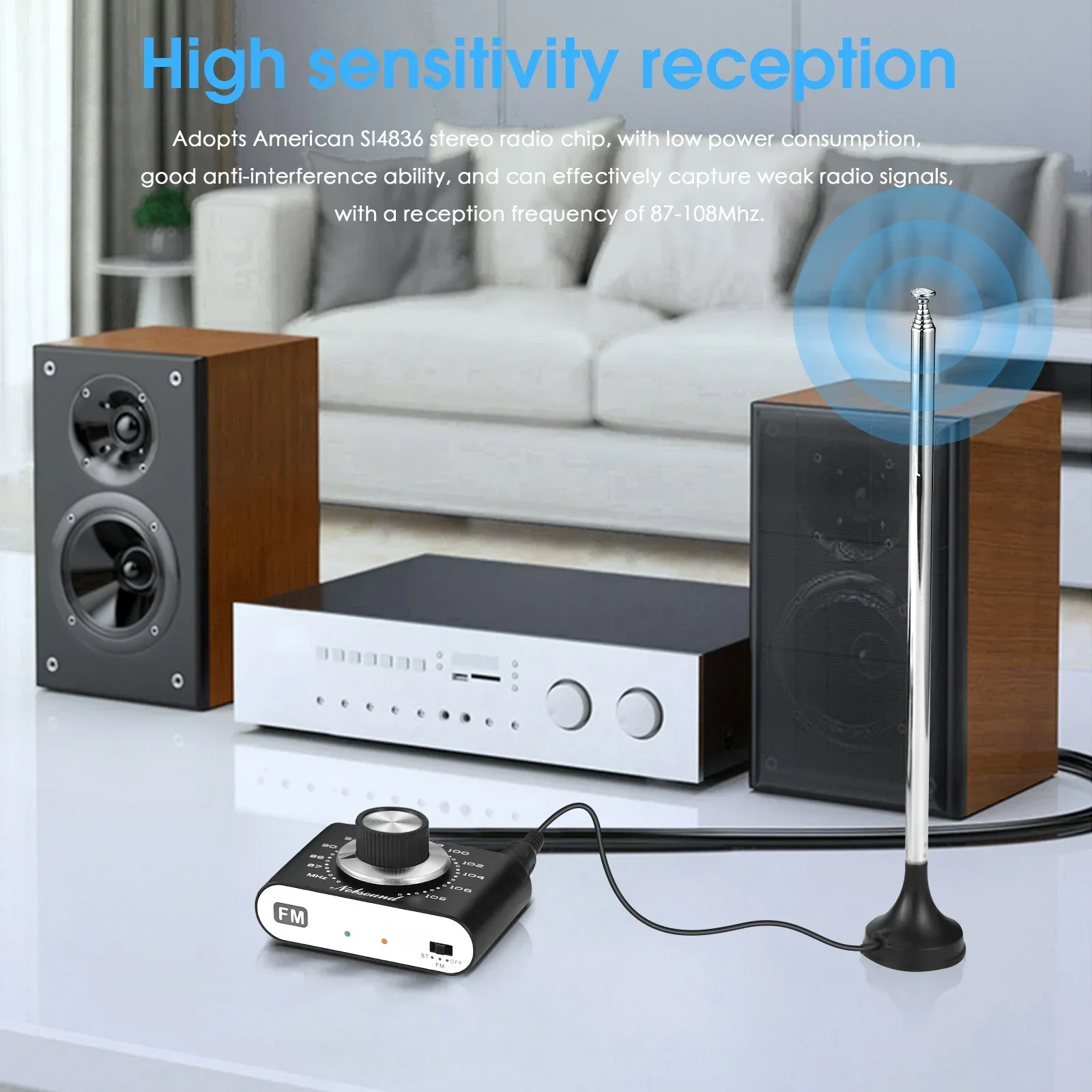 Douk Audio Portátil 87-108Mhz Sintonizador de Radio FM Estéreo Bluetooth 5.0 Receptor Recargable con Salida de 3,5 mm