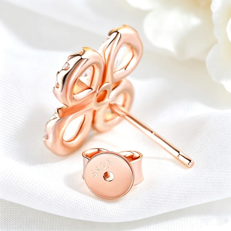 Pendientes de tuerca Smyoue Flower All Moissanite para mujer, con diamantes completos, corte redondo, joyería brillante para niñas, plata pura 925 chapada en oro de 18k