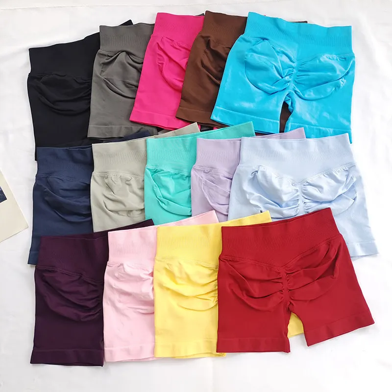 Pantalones cortos deportivos sin costuras de cintura alta para mujer: compresión para control de barriga, levantamiento de glúteos, transpirables de alta elasticidad, para YOGA