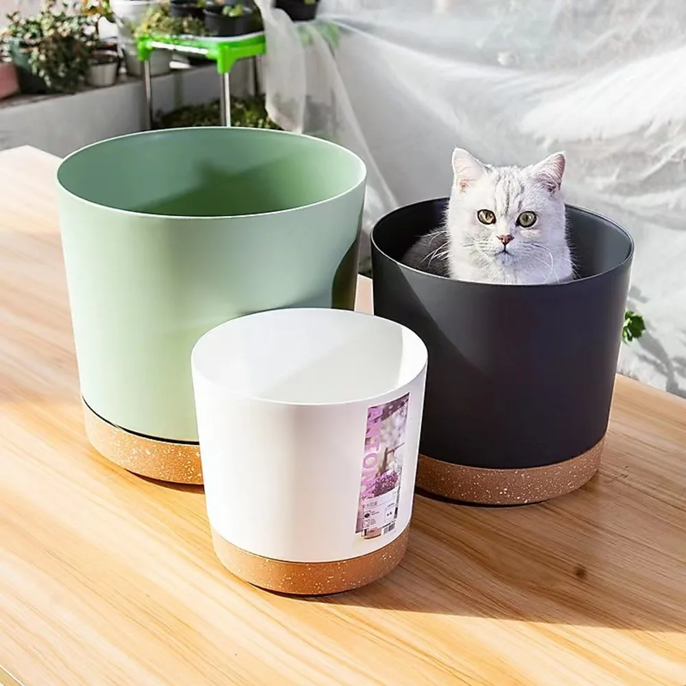 Macetas, Macetas Grandes y Ligeras para Plantas de Interior y Exterior, Macetas Grandes de Plástico con Drenaje