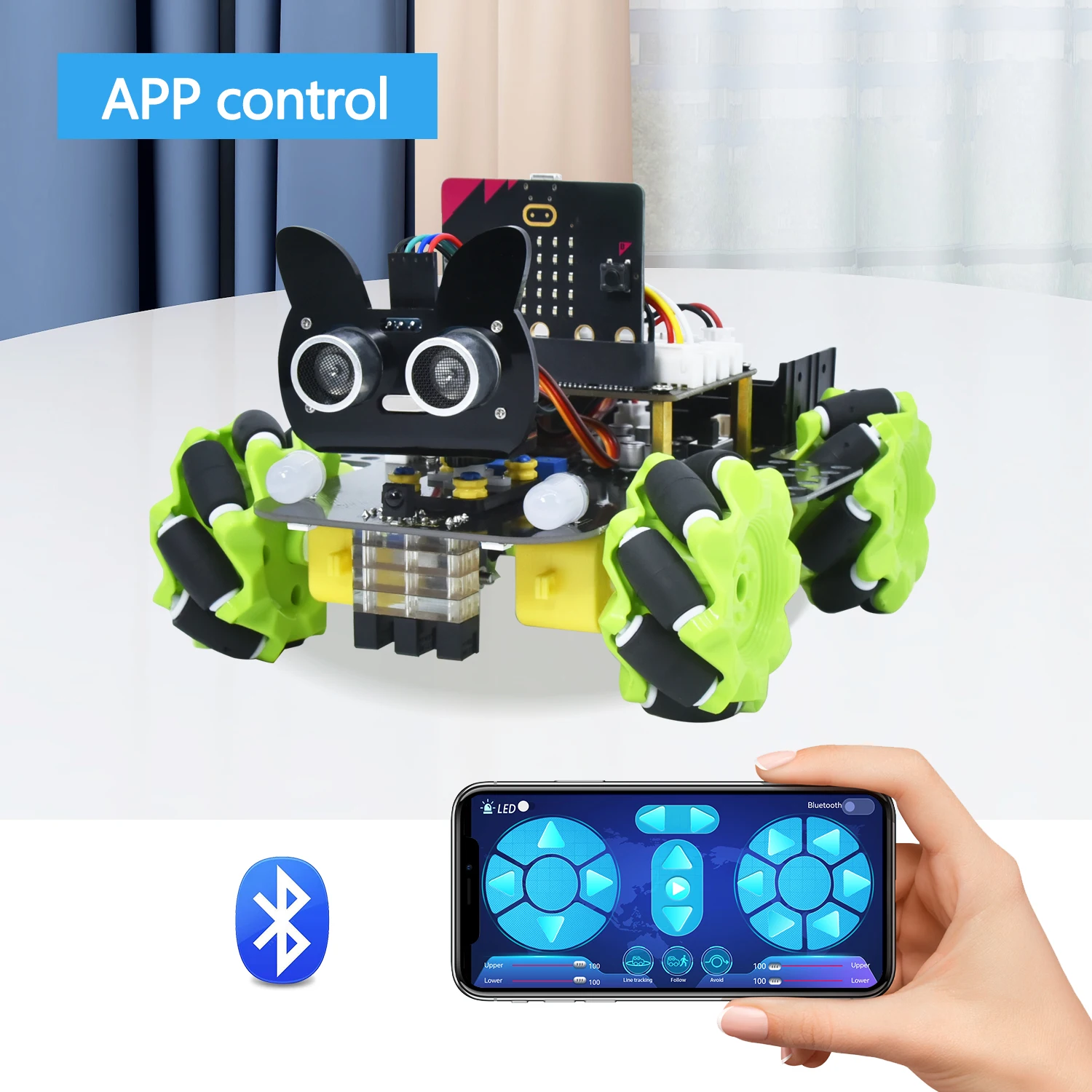 Keyestudio 4WD Microbit V2 Robot Kit de coche Mecanum Robot inteligente para micro:bit Robot Kit STEM Robot coche Python Kit de Robot de programación