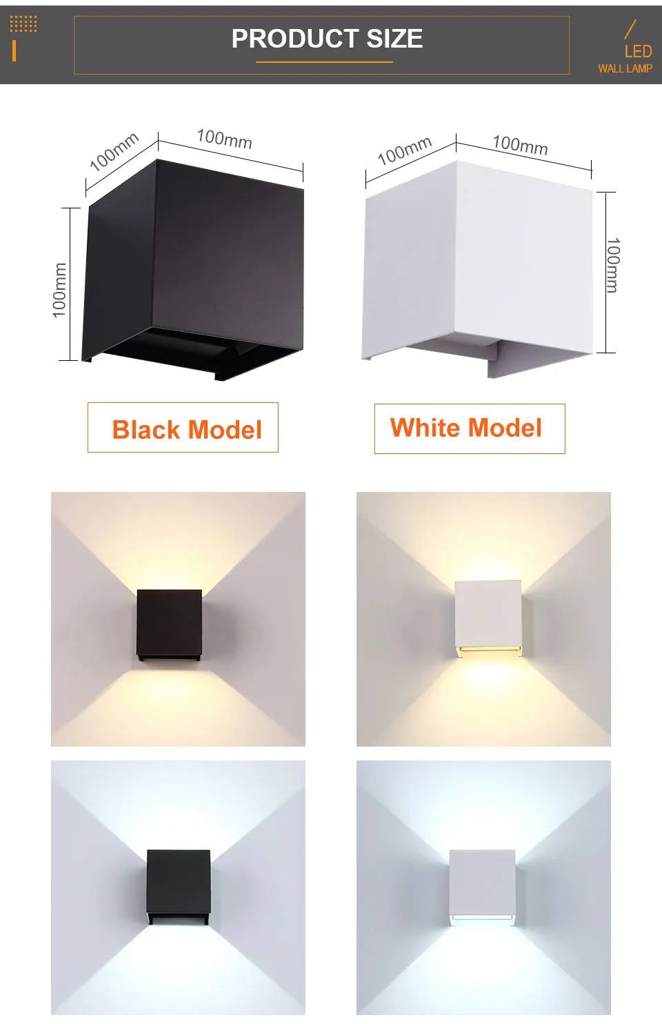 LED 6W/12W impermeable al aire libre IP65 luz de pared porche jardín lámpara de pared y interior dormitorio sala de estar decoración lámpara de iluminación