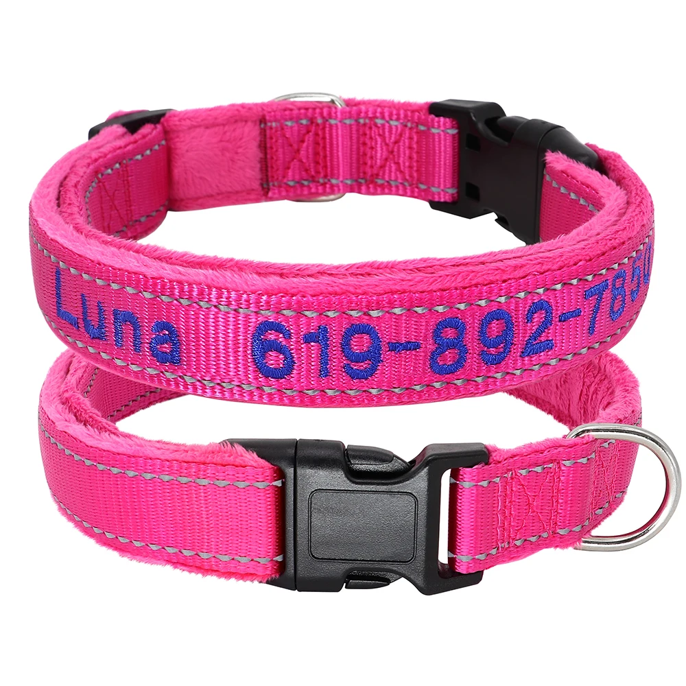 Collar de perro bordado personalizado, nailon reflectante, accesorios de nombre de identificación personalizado, collares acolchados para mascotas para perros pequeños, medianos y grandes