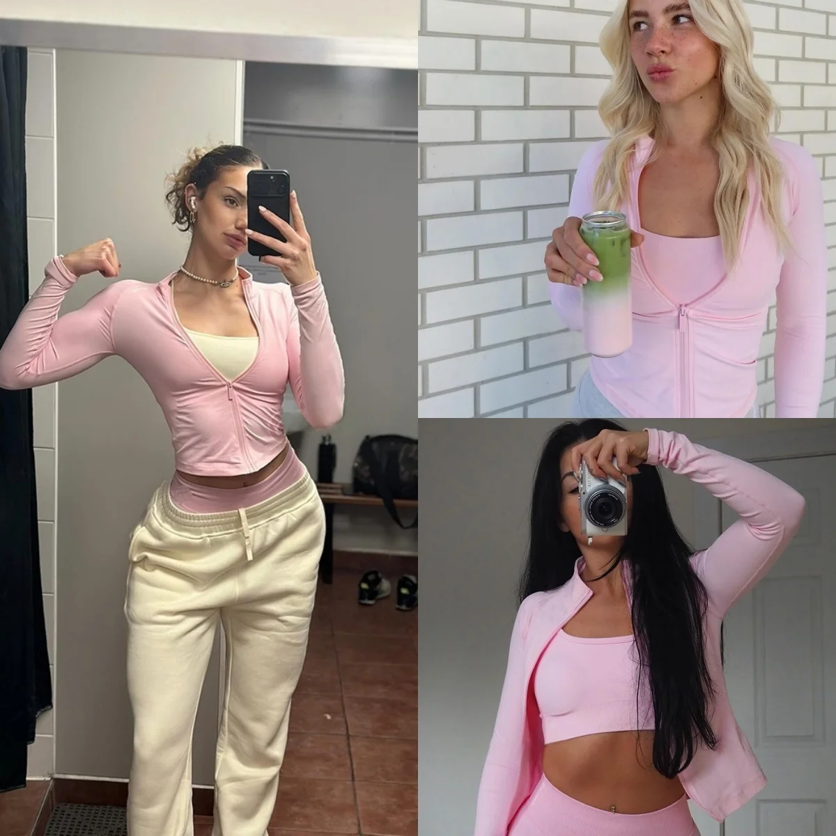 Chaqueta de entrenamiento sin costuras con cuello levantado para mujer - Top de entrenamiento de gimnasia para yoga con cremallera frontal ajustada