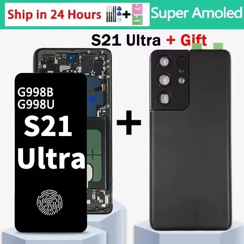 6,8 "Super AMOLED para Samsung S21 Ultra 5G G998 G998U pantalla táctil digitalizador para Samsung S21Ultra G998B LCD
