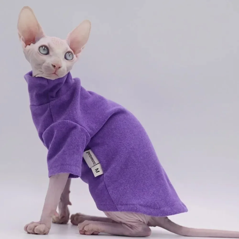 Sphynx-ropa para gatos de algodón suave para bebé, traje de invierno para gato, Color sólido, Devon, suéter sin pelo para gato, disfraz, ropa para mascotas