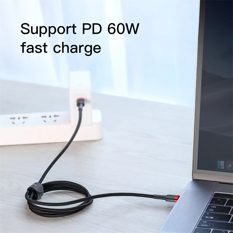 Cable Baseus USB C a USB tipo C para MacBook Pro Quick Charge 3,0 60W PD carga rápida para Samsung Xiaomi mi Cable de carga