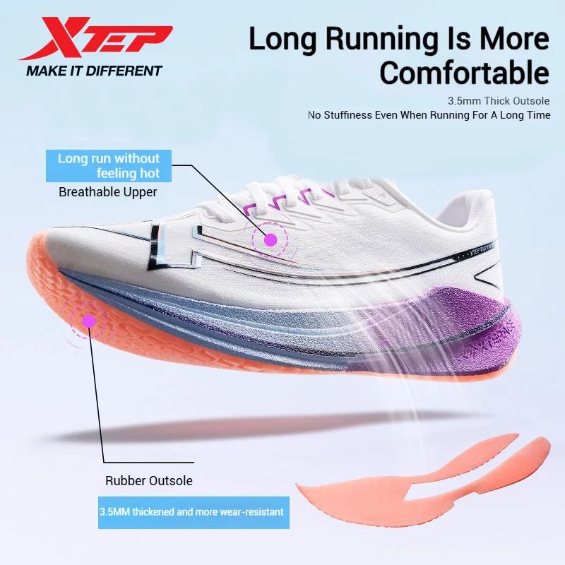 Xtep Shyft 1,0 zapatillas de correr profesionales para hombres 2025 verano maratón amortiguador placa de carbono zapatos de carreras 875319110083