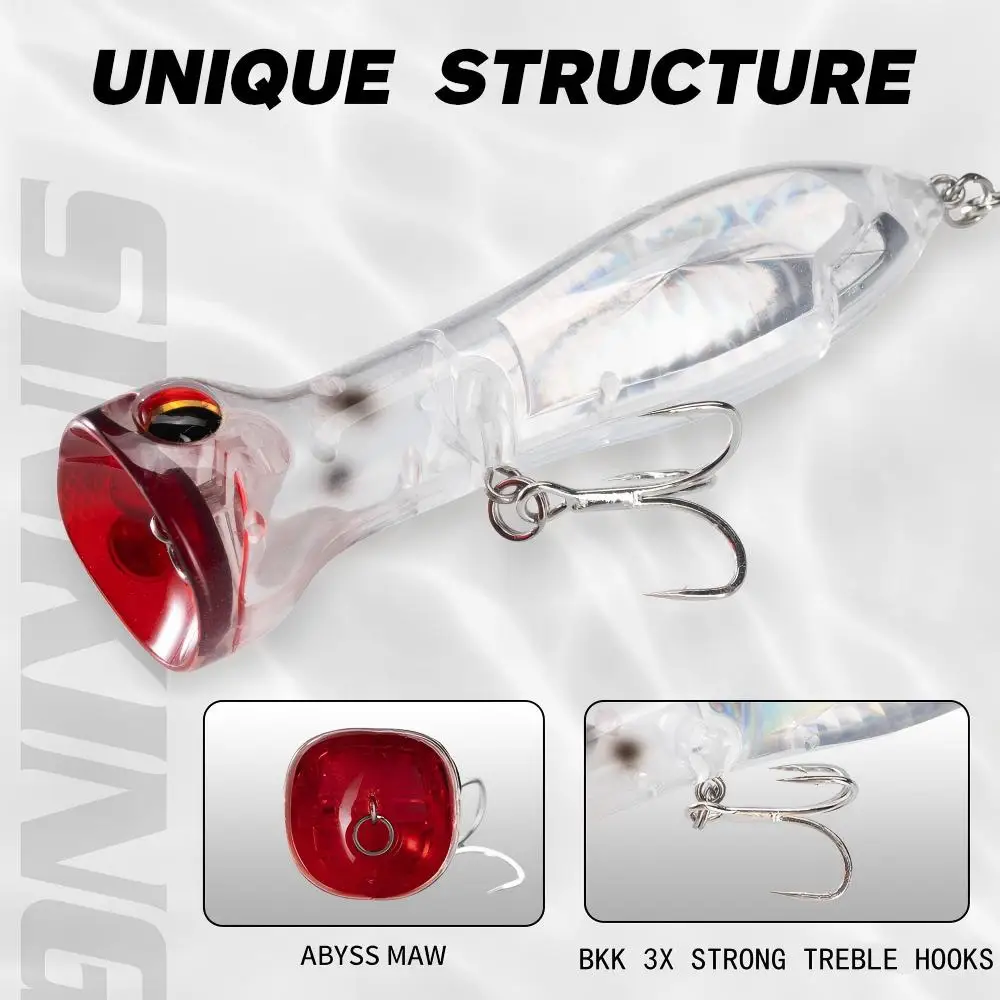 Hunthouse PRISM ROAR Popper Flotante de Superficie WTD Señuelo de Pesca de Carpa 95mm 20g Wobbler Cebo Duro Artificial para Lubina
