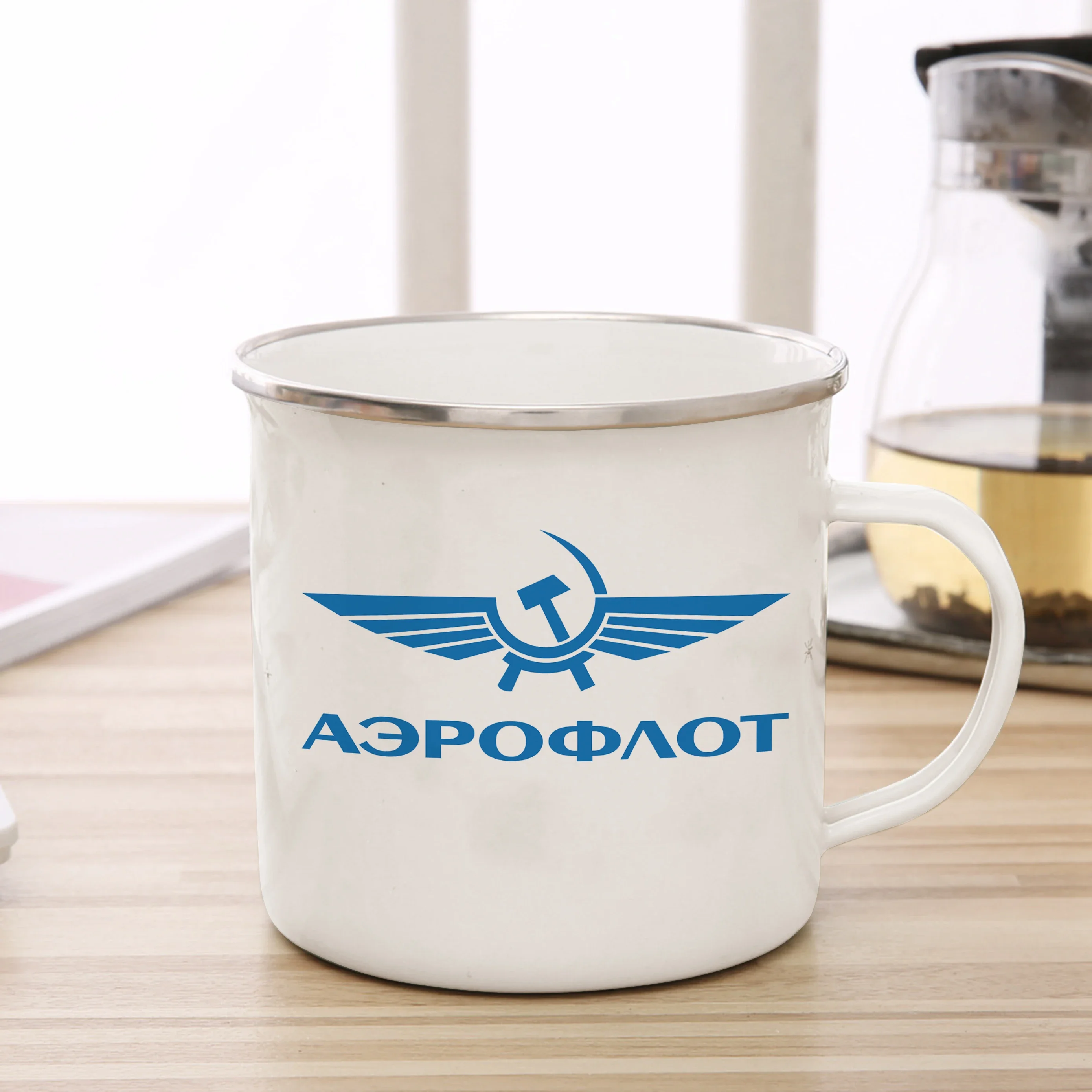 Taza de café Aeroflot Russian Airlines, taza esmaltada, taza de té, leche, cerveza, regalo único divertido, conmemoración de seguidores