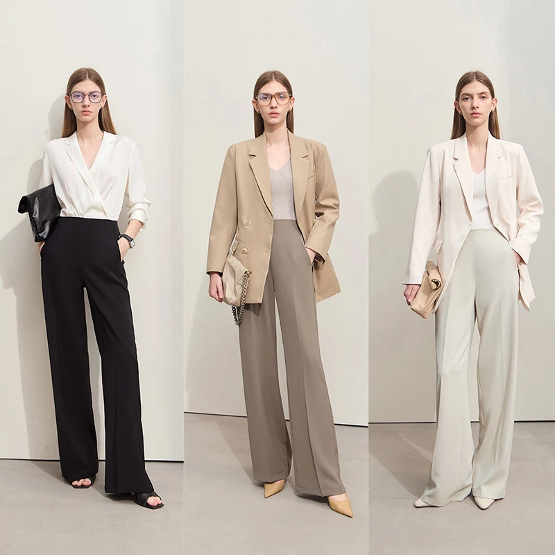 Amii Minimalism 2026, Pantalones Anchos de Verano para Mujer, Pantalones Casuales Rectos Básicos, Pantalones Largos Sólidos para Mujer, 12412006