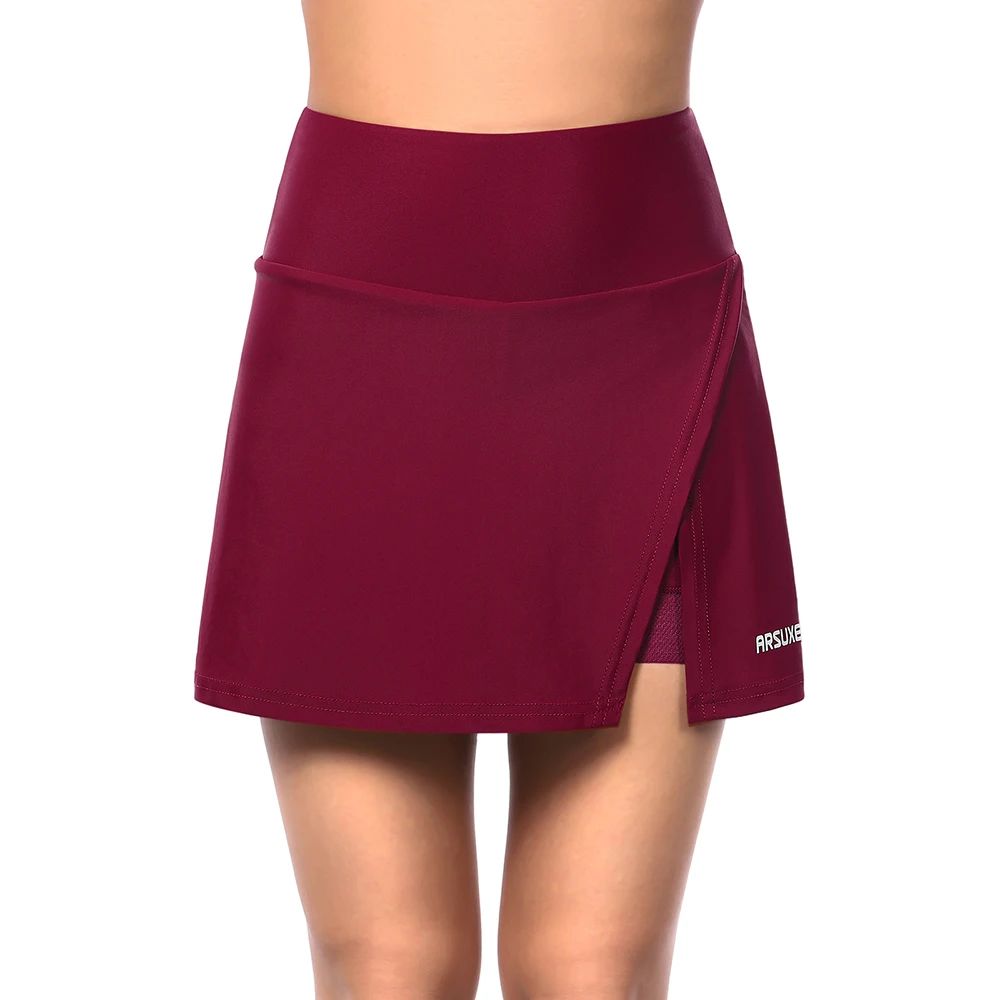 ARSUXEO-pantalones cortos de ciclismo para mujer, faldas 2 en 1 de cintura alta, ropa interior acolchada para bicicleta, gimnasio, tenis, Fitness, correr, D315