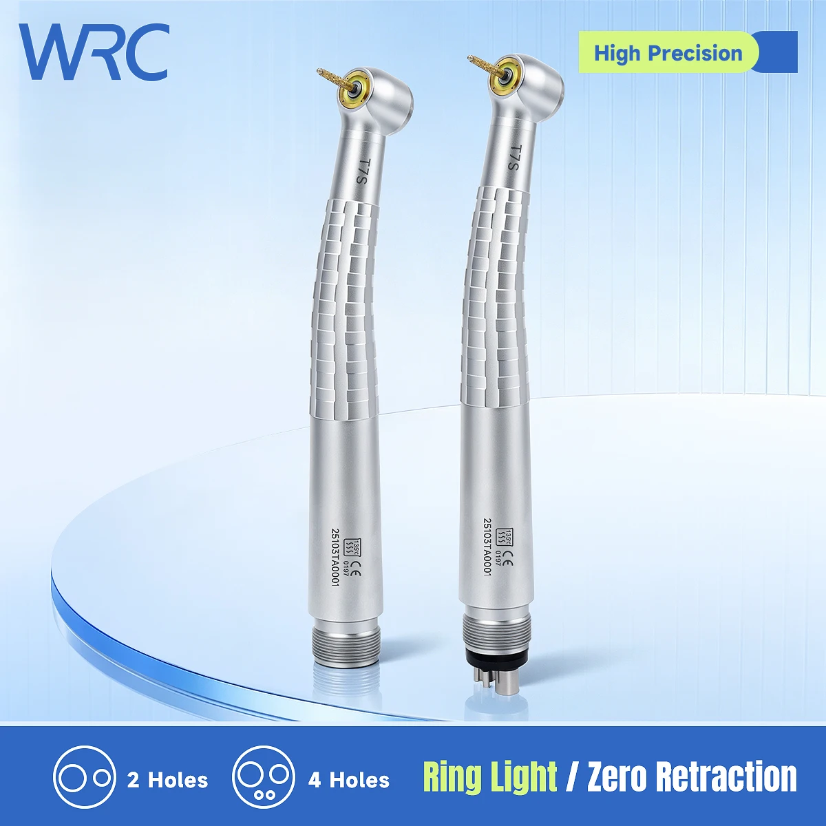 Pieza de mano dental de alta velocidad con luz LED sin sombras, retracción cero, 4 chorros de agua, 2/4 orificios, turbina de aire para clínica dental