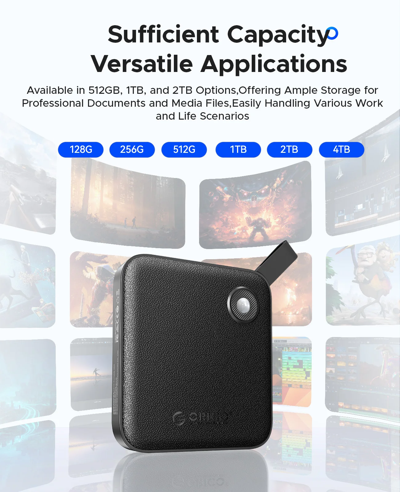ORICO B5 PLUS Unidad de estado sólido externa portátil Disco duro externo USB 3.2 Gen2 SSD para iPhone 15/Pro Windows Mac Ligero
