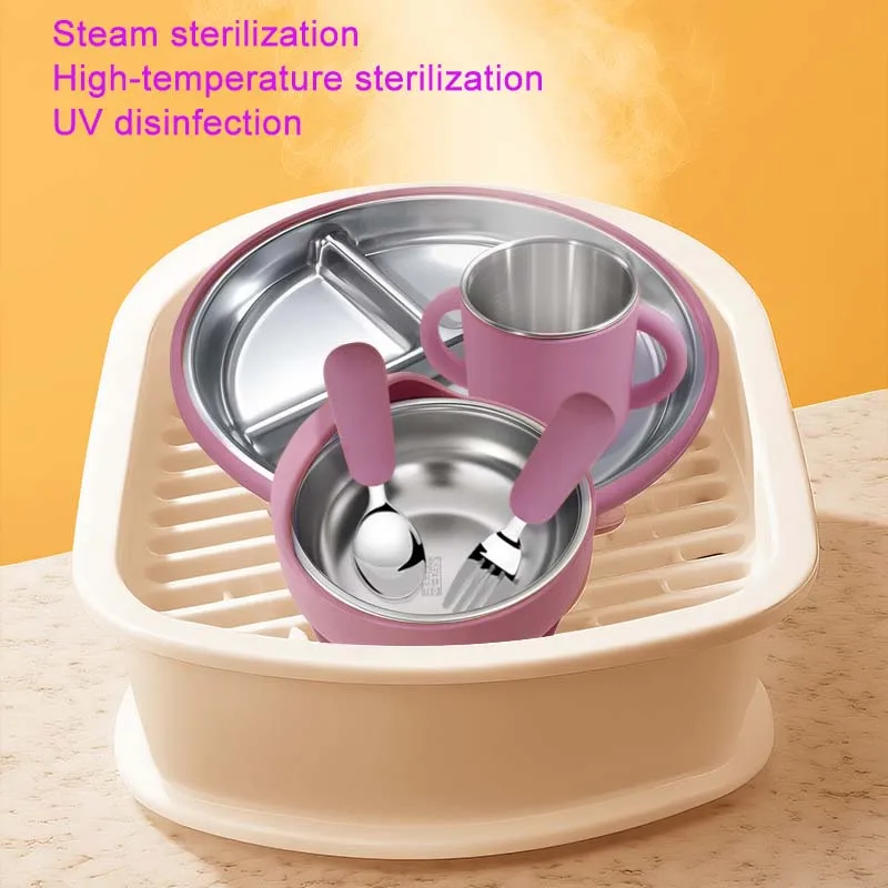 Juego de Alimentación para Bebé de Acero Inoxidable con Plato de Silicona Personalizado con Nombre, Tazón, Cuchara, Tenedor, Vaso, Regalo Creativo para Niños, Libre de BPA
