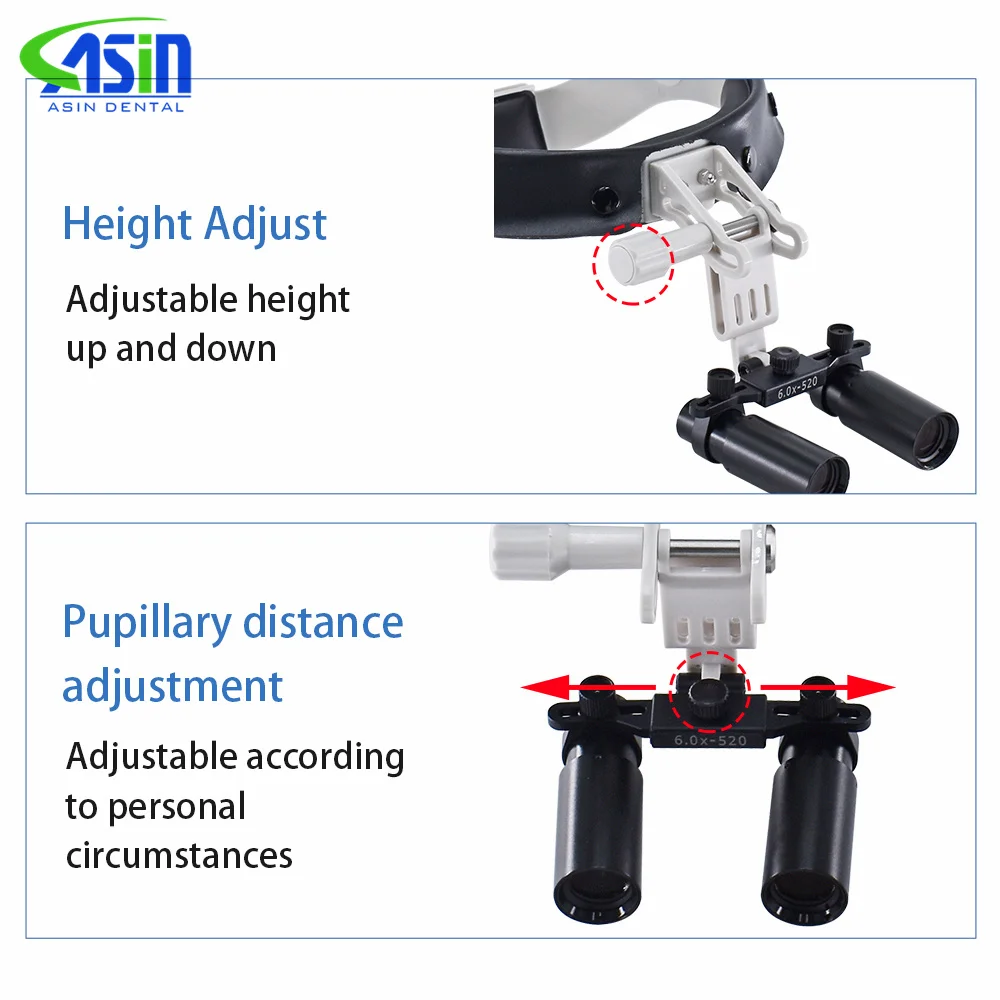 DEASIN-lupa Dental 5X/6X, lupas Kepler Binocular, diadema ajustable con faro LED, herramienta de faro quirúrgico para dentista, 5W