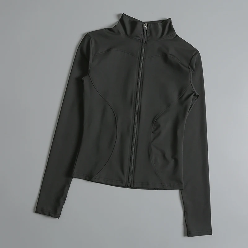 Camiseta de Yoga con cremallera para mujer, chaqueta deportiva de manga larga, Top de gimnasio, ropa deportiva, abrigos para correr, ropa de entrenamiento para mujer
