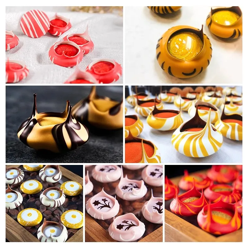 Molde de chocolate de policarbonato de 15 cavidades, moldes de chocolate, dulces de volcán, bonsái, formas de confitería, herramientas para hornear φ1.58 "xH0.24"