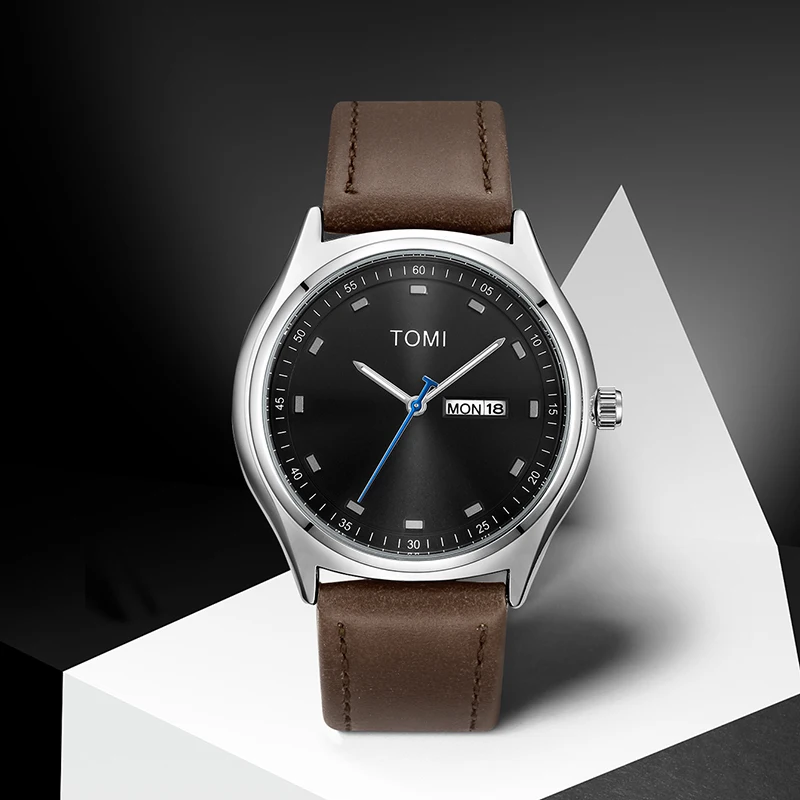Reloj TOMI minimalista para hombre, reloj de cuarzo informal de negocios para hombre y mujer, reloj de cuarzo con calendario moderno y versátil