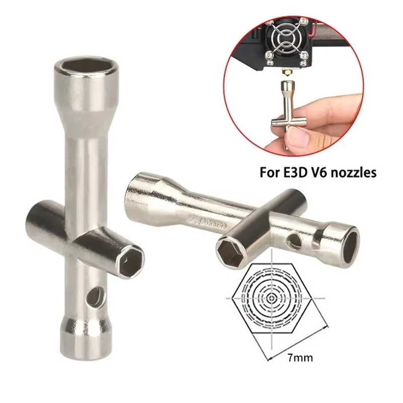 Boquilla de impresora 3D 4 en 1, herramienta M2 M2.5 M3 M4, tuerca de tornillo, llave cruzada Hexagonal para E3D V5 V6 Bambu X1 P1 A1, Mini llave de boquilla