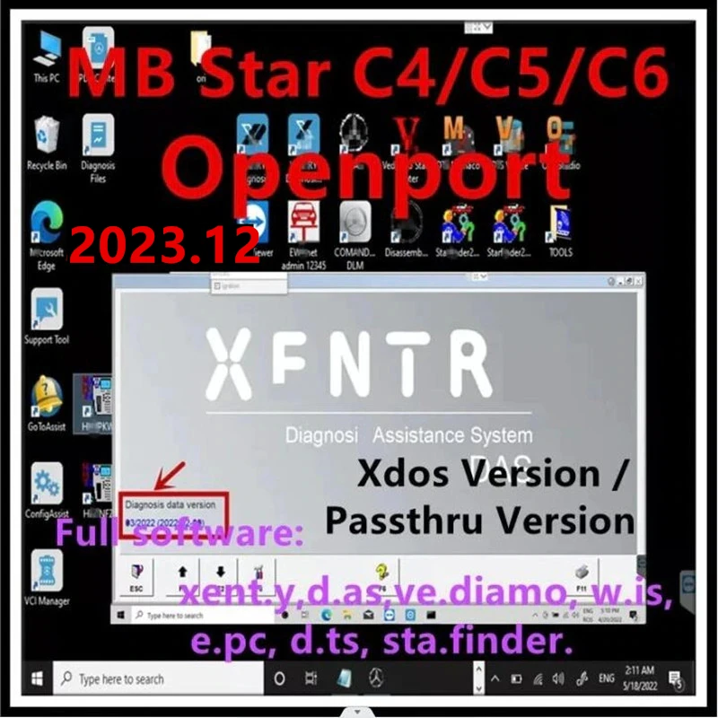 Software Xentry 2023.12, Instalación y Activación Remota de DT.S WI.S EP.C para Herramienta de Diagnóstico Automotriz MB STAR SD C4/C5/C6 Openport
