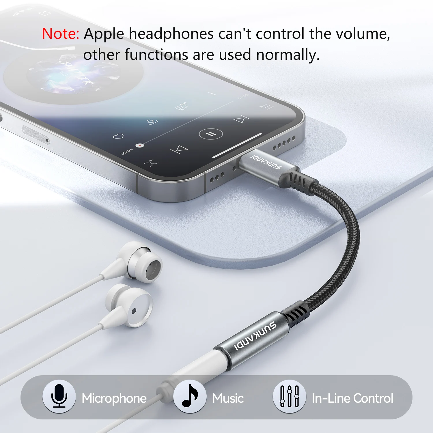 Adaptador SUNKANDI USB Tipo C a Conector de Auriculares Hembra de 3.5mm, Cable Adaptador de Audio USB C a Aux para iPad, Samsung, MacBook