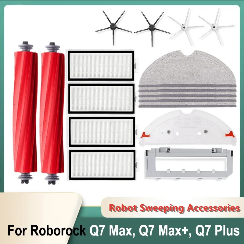 Para Xiaomi Roborock Q7 Max,Q7 Max+,Q7 Plus,T8 filtro de repuesto cepillo lateral principal paño bolsa de polvo piezas accesorios para aspiradoras