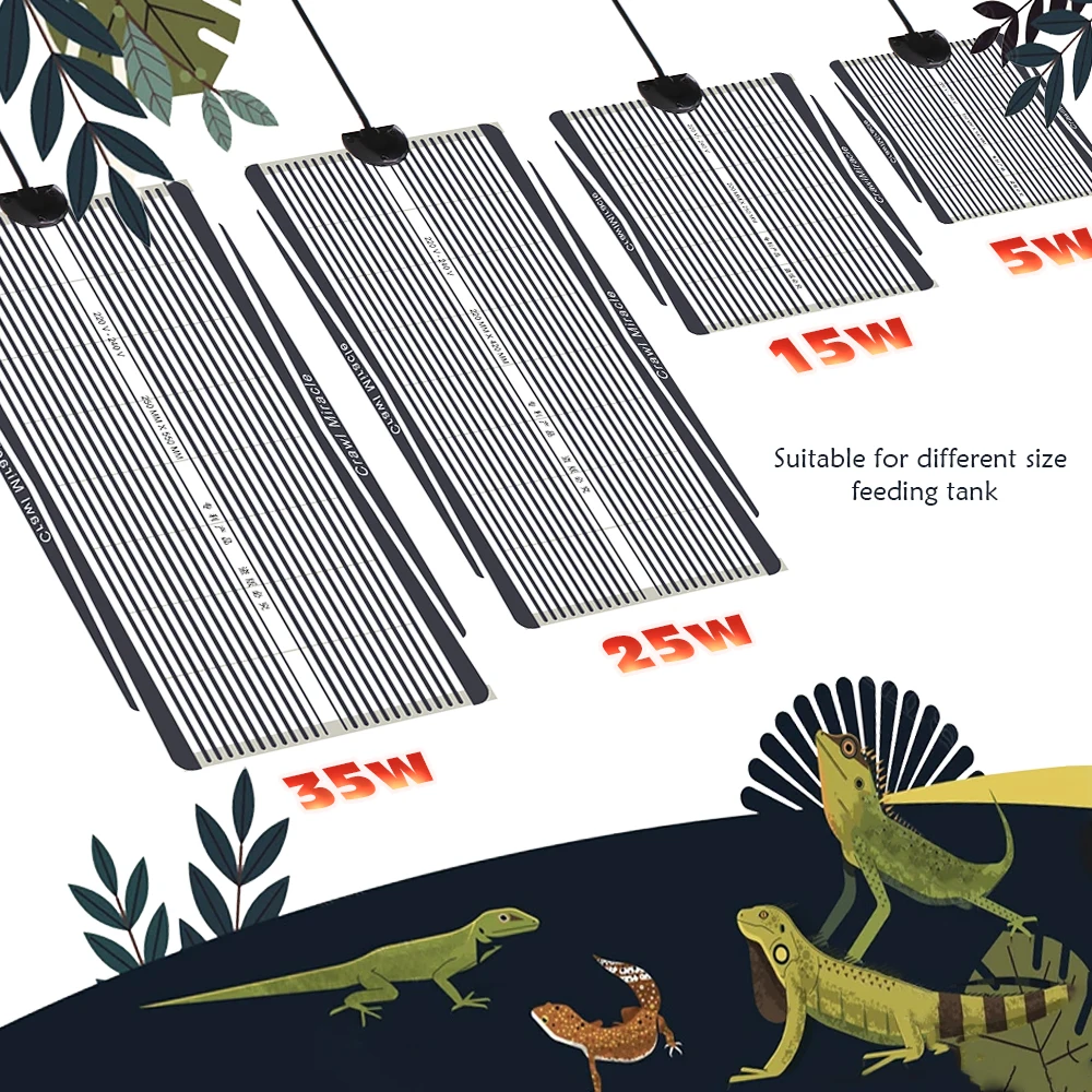 Estera calefactora para Reptiles con enchufe UE/EE. UU./REINO UNIDO/AU, con controlador de temperatura ajustable, incubadora de almohadilla cálida para acuario de tortuga lagarto, 5-35W