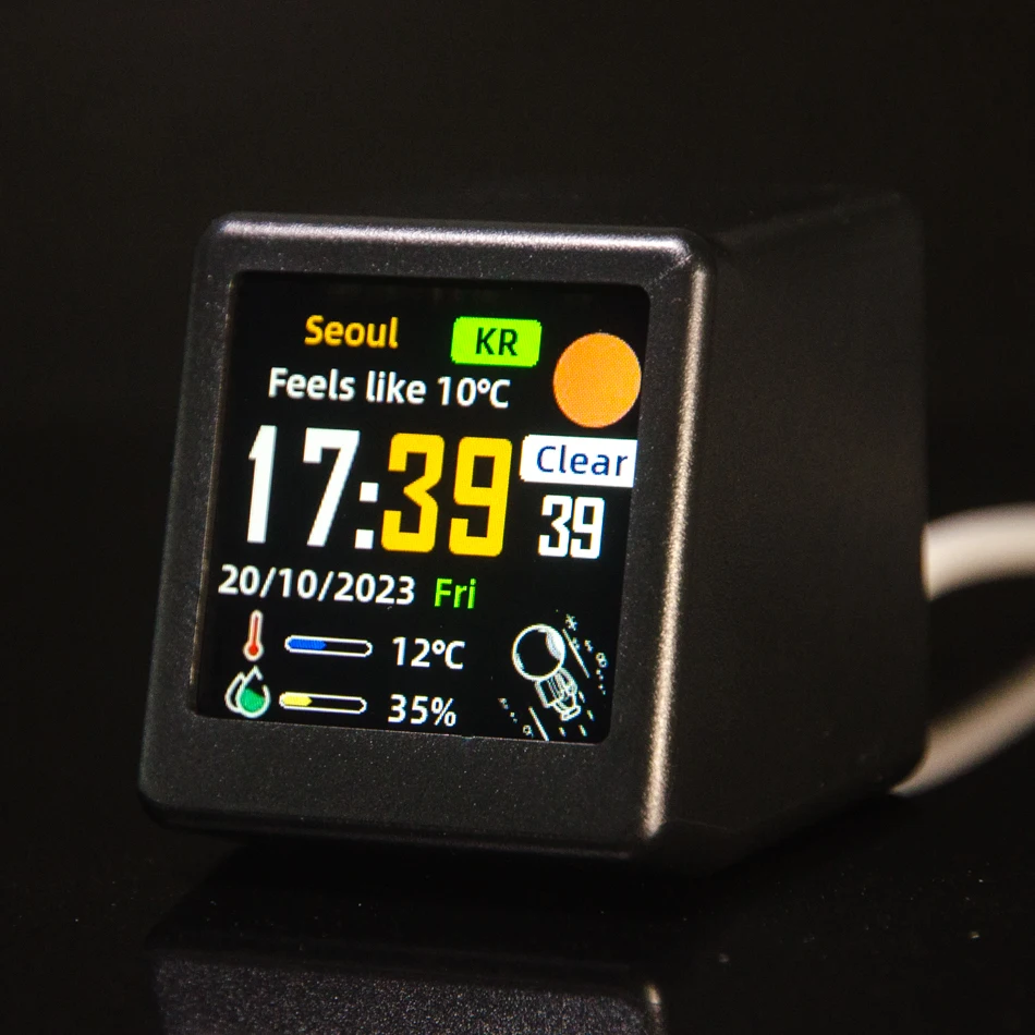Reloj Inteligente GeekMagic Smalltv-Ultra para Escritorio o Mesita de Noche, con WiFi, Pronóstico del Tiempo, Álbum de Fotos y Animaciones GIF