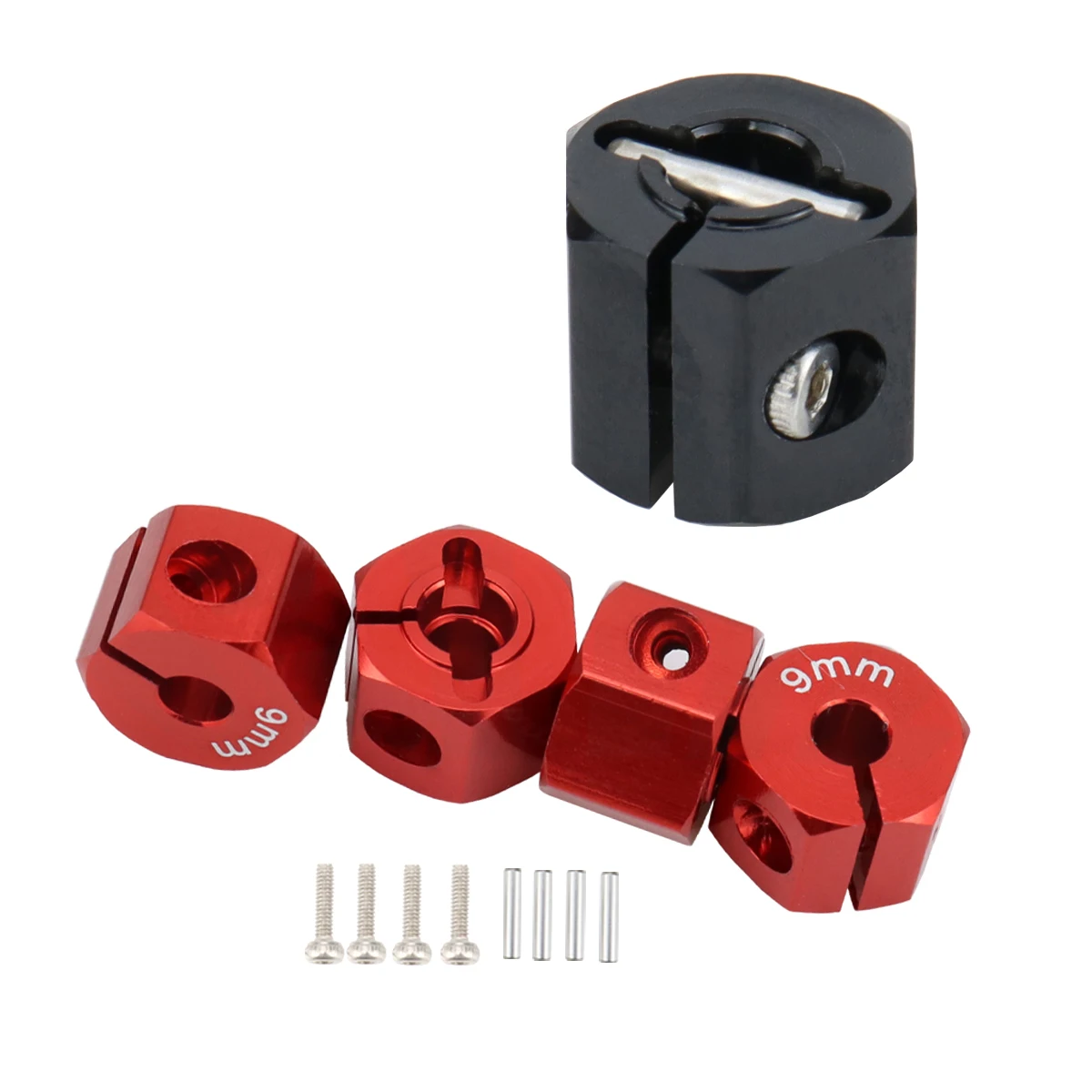 Adaptador de aluminio de 5/6/7/8/9/10/11/12mm, buje de transmisión hexagonal de 12mm con tornillos de pasador para camión con pista automática RC HSP HPI Tamiya Traxxas Slash