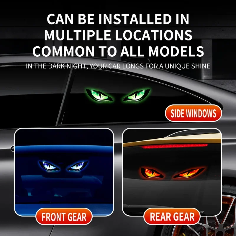 Luces Decorativas Solares para Automóviles, Ojos de Demonio, Luz Intermitente de Advertencia, Luces de Señalización Dinámicas de Seguridad para Vehículos, Luces para Halloween